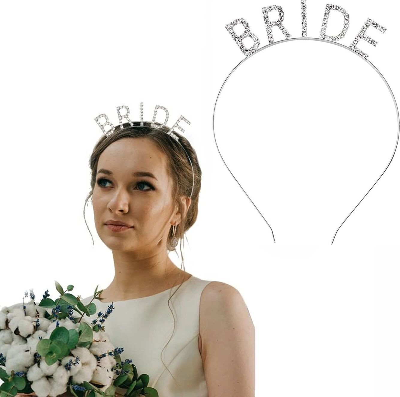 Gümüş Renk Bekarlığa Veda Kristal Taş Bride Tacı Ithal 16X10 cm