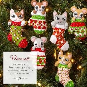 Bucilla, Paws & Whiskers, Keçe Aplike 6 Parça Süs Yapma Seti, Tatil Kendin Yap Sanatları ve El Sanatları Için Mükemmel, 89701E