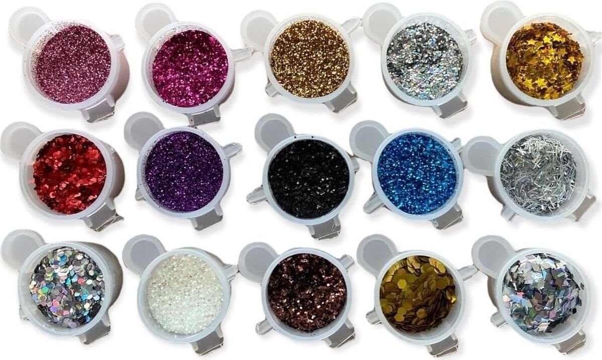 Epoksi Reçine 15 Adet Glitter Sim Set Tırnak Süsleme Seti Kalıcı Oje Holografik Karışık Set A6