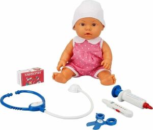 30111 Bebelou Doktor Zamanı Sesli Bebek Seti 35 cm -Sunman