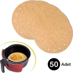 50 Adet Air Fryer Pişirme Kağıdı Tek Kullanımlık Gıda Pişirme Kağıdı Delikli Yuvarlak Model