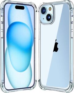 Apple iPhone 15 Plus Kapak Kamera Bölümü Açık Antişok Airbag Köşe Korumalı Silikon Şeffaf Kılıf