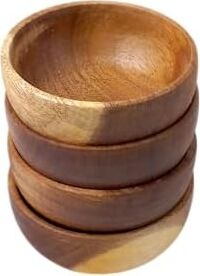 4'lü Yuvarlak Akasya Çerezlik, Sunum Kasesi, Zeytinlik, Kahvaltı Sunumluk 8 cm - 4 cm