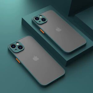 & Aksesuar iPhone 13/14 ile Uyumlu Arka Kısmı Mat Şeffaf Yapıya Sahip Kenarları Silikon Tpu Malzemeden Üretilmiş Renkli Tuşlara Sahip Kamera Korumalı Transparan Kılıf (Yeşil)