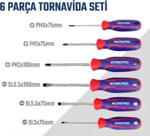 WP200551 Tornavida Seti, 21 Parça, Cr-V Çelik, Manyetik, Duvar Askılı, Profesyonel