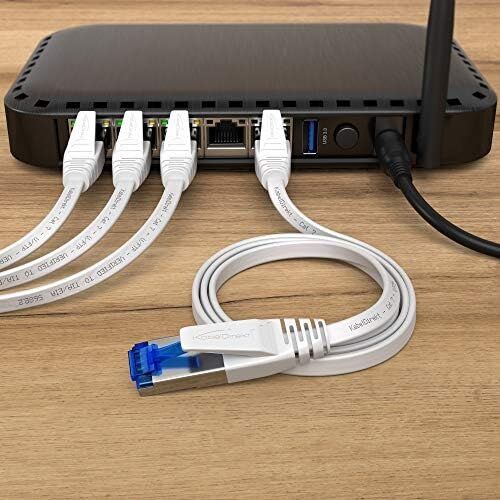 – Lan Kablosu Düz, Kırılmaz Yapı – 20M (Cat7 Kablo, 10 Gbit/s, Özellikle Esnek ve Kurulum Kablosu Olarak Uygun, Maksimum Fiber Optik Hız,, Beyaz)