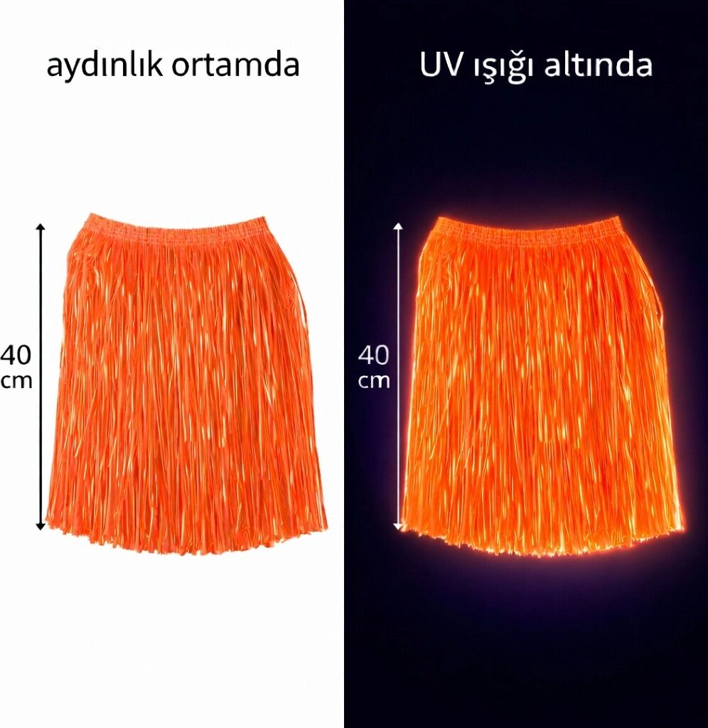 Neon Turuncu Hawaii Parti Eteği 40 cm