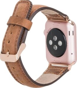 Apple Watch Uyumlu Deri Kordon 42-44-45MM G19 Taba