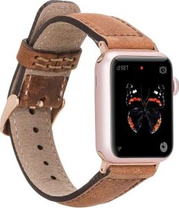 Apple Watch Uyumlu Deri Kordon 42-44-45MM G19 Taba