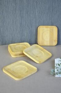 Bambu Serisi 10 cm Genişlikte Kare 6'lı Çay Bardağı Altlığı