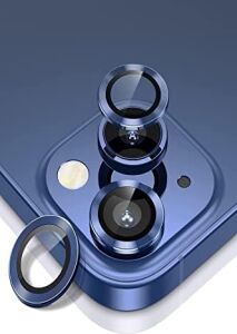 Apple iPhone 13 Alüminyum Alaşım Temperli Cam Kamera Lens Koruyucu - Mavi