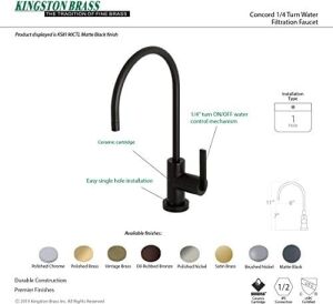 Brass KS8190CTL Kontinental Su Filtrasyon Bataryası, 13,7 cm Ağız Erişiminde, Mat Siyah
