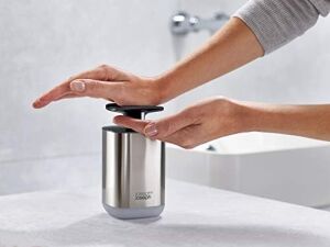 Presto Paslanmaz Çelik Hijyenik Easy-Push Sıvı Sabunluk, Geniş Pompalı, Tek Boy, Paslanmaz Çelik/gri