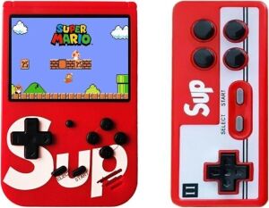 Kırmızı Taşınabilir Retro Oyun Konsolu - Şarj Edilebilir ve 2 Oyuncu Modlu Mini Oyun Makinesi