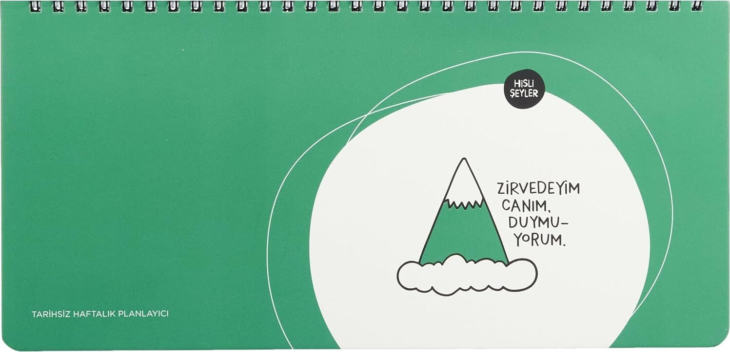 Hisli Şeyler 13X27 Spiralli, Stickerlı Haftalık Planner - Zirvedeyim Canım Duymuyorum, Yeşil