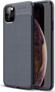 Apple iPhone 11 (6.1'') Için Kılıf Deri Dokulu Silikon Lacivert [iphone 11 ile Uyumlu Kılıf - Lacivert]