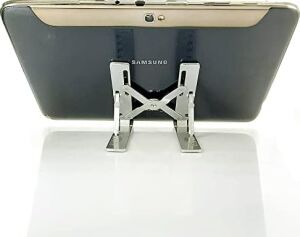 Mini Metal Stand Katlanabilir Çantada Taşınabilir Folding Alüminyum 8 Kademeli Telefon ve Tablet Standı 13 cm Mini Dizayn | RT008 Silver