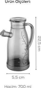 Yağlık Sirkelik Şeffaf Sosluk 700ML, Bpa Içermez, Bulaşık Makinesine Uygun, Gıdayla Temas Uygun Yağdanlık, Kapaklı Ağız, 22.5cm Yükseklik (1, Şeffaf)