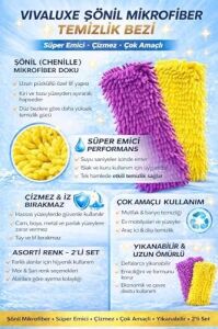 40 cm Mikrofiber Makarna Mop Başlığı 2’li Set, Yüksek Emici Chenille Mop Ucu, Iz ve Tüy Bırakmaz, Parke, Seramik, Laminat ve Mermer Için Uygun Temizlik Bezi (Turuncu, Yeşil, Mavi)