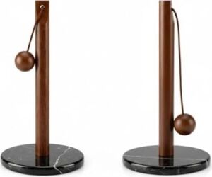 Akasya ve Bambu Ahşap Dik Kağıt Havluluk - Devrilmeyen Geniş Tabanlı Tezgah Üstü Rulo Havlu Standı - Modern ve Doğal Mutfak Düzenleyici (Mermer Tabanlı)