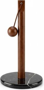 Akasya ve Bambu Ahşap Dik Kağıt Havluluk - Devrilmeyen Geniş Tabanlı Tezgah Üstü Rulo Havlu Standı - Modern ve Doğal Mutfak Düzenleyici (Mermer Tabanlı)