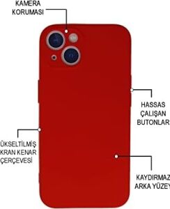Apple iPhone 14 ile Uyumlu Kapak Içi Kadife Kamera Korumalı Lansman Silikon Kılıf - Kırmızı