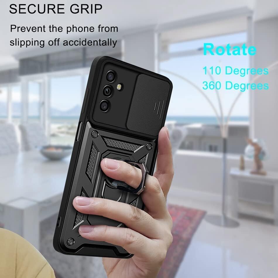 Galaxy M13 Kılıf Lens Sürgülü Yüzüklü Tank Silikon Pars
