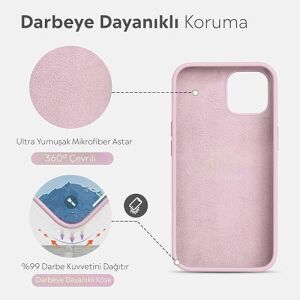 iPhone Kılıf Ince Sıvı Silikon 3 Katmanlı Tam Kaplamalı Yumuşak Jel Kauçuk Kılıf Kapak (Kapalı Lila, iPhone 11)