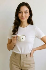 Dearmoon House El Yapımı Seramik Mug, 24 Karat Gerçek Altın Bezemeli, Çiçek Desenli, Atlı Karınca Kutulu, Hediye Seti, Lüks Kupa,
