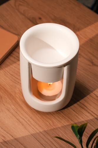 Love Bundles Beyaz Geniş Hazneli Seramik El Yapımı Buhurdanlık | Mumluk | Buhardanlık (1 Adet Tealight Mum Ile) Beyaz