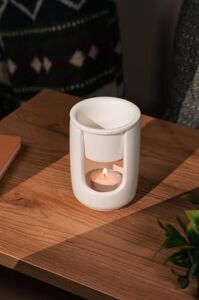 Love Bundles Beyaz Geniş Hazneli Seramik El Yapımı Buhurdanlık | Mumluk | Buhardanlık (1 Adet Tealight Mum Ile) Beyaz