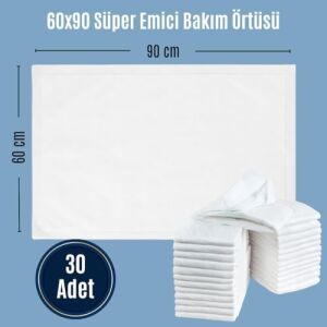 Hasta Bakım Yatak Koruyucu Örtü 60X90 cm 30 Adet – Sıvı Geçirmez, Emici