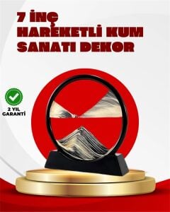 Rahatlatıcı Kum Sanatı – Yuvarlak Cam Çerçeveli Hareketli Kum Resmi, Ofis ve Ev Için Etkileşimli Masaüstü Süs