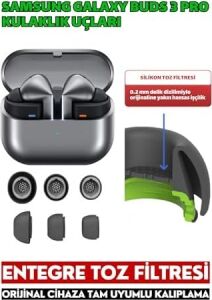 Galaxy Buds3 Pro / Buds4 Pro Uyumlu Üç Boyut Premium Yedek Silikon Kulaklık Uçları (S, M, L) (Siyah)