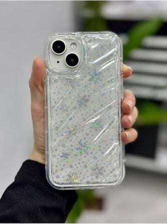 Iphone 13 14 ve 15 ile Uyumlu 3D Kabartmalı Snow Hologram Şeffaf Silikon Kılıf