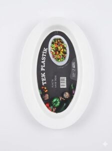 Sert Plastik Kayık Tabak 6'lı Set 32 cm – Kırılmaz, Yıkanabilir, Piknik, Servis ve Sunum Tabağı