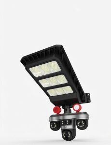 Solar Panelli 3 Lens Dış Mekan Güvenlik Kamerası Hareket Algılamalı LED Aydınlatmalı