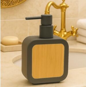 Mat Antrasit Sabunluk | Ahşap Desenli Lüks, Ergonomik Tasarım, Ahşap Dispenser
