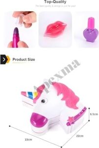 Kız Çocukları Için Sürülebilir Unicorn Şekilli 3 Katlı Makyaj Seti Oyuncak Kozmetik Malzemeleri