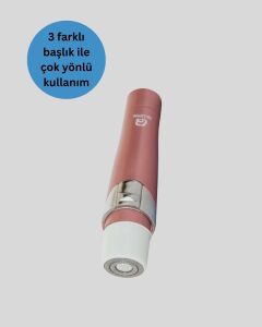 3 Başlıklı Yüz ve Vücut Tüy Temizleme Cihazı Pembe