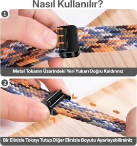 Apple Watch ile Uyumlu Metal Manyetik Tokalı Esnek ve Konforlu Örgü Kordon Kullanımı Kolay Kayış