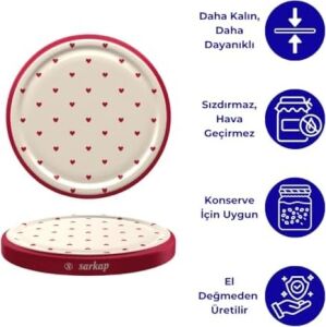 Sarkap Kavanoz Kapağı, 82MM, Hava Geçirmez, Sızdırmaz, Konserve Için Uygun, 10'lu Paket (Kalp)
