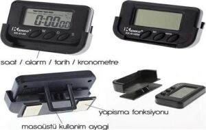 Ev ve Araç Tipi Dijital Saat Kronometreli Alarmlı Pilli Saat