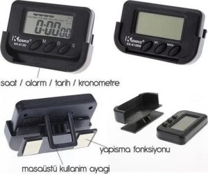 Ev ve Araç Tipi Dijital Saat Kronometreli Alarmlı Pilli Saat