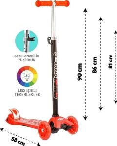 Torutoys Kırmızı Twist Işıklı Scooter Kırmızı