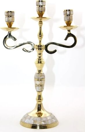 Pirinç Sedefli 3'lü Şamdan Model 3
