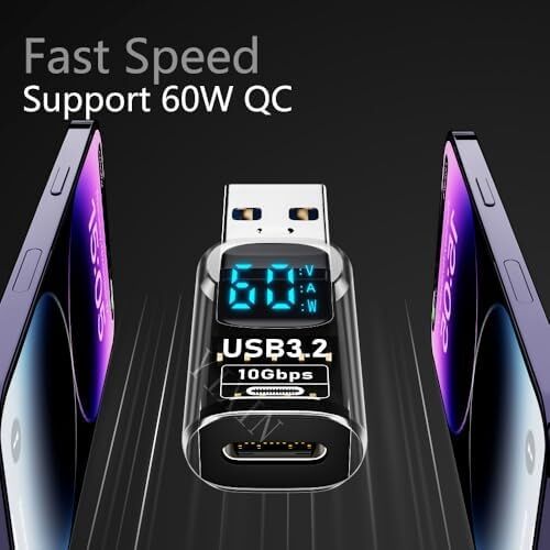 Revolution USB 3.2 To Type C Dönüştürücü 60W Hızlı Şarj 10GBPS Veri Transferi Dijital Ekran Otggf