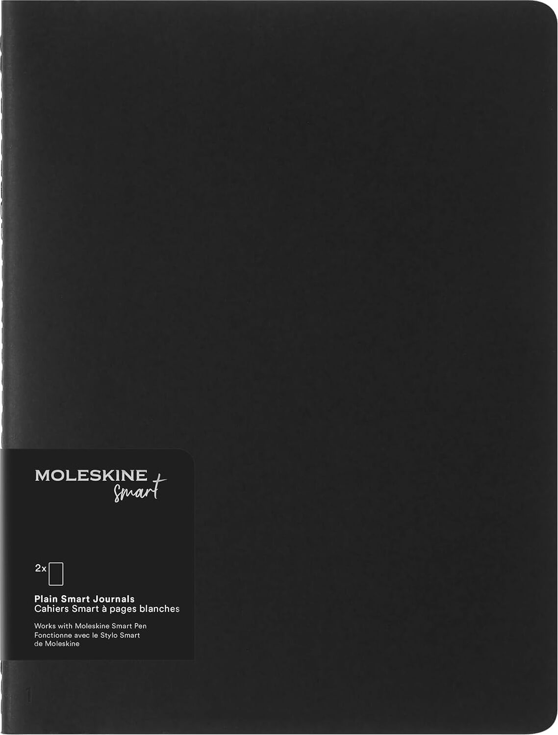 Moleskine Smart Cahier Dergileri Beyaz Sayfalı 2'li Dijital Kayık Seti, Kalem+ ile Uyumlu, Karton Kapak, Ekstra Geniş Format 19 x 25 Cm, Siyah, 120 Sayfa