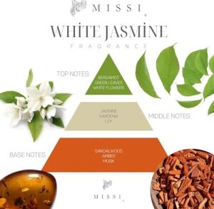 130 ml Beyaz Cam Şişe Seramik Çiçek Taşlı Bambu Çubuklu White Jasmine Oda Kokusu