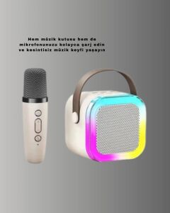 Taşınabilir Karaoke Mikrofon Seti Bluetooth Hoparlörlü